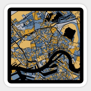 Rotterdam Map Pattern in Blue & Gold Sticker